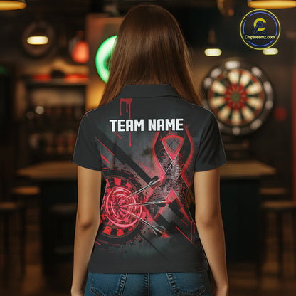 Lightning Red Ribbon Dartboard Custom Lightning Dartboard Darts Polo Shirt For Women NYN1805