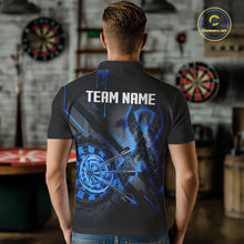 Load image into Gallery viewer, Lightning Blue Ribbon Dartboard Custom Breast Cancer Awareness Darts Polo Shirt For Men NYN1806
