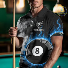Load image into Gallery viewer, Grey Smokes Billiard Balls Shirts For Men Custom Blue Flames Ball 8 Billiard Team Jerseys NYN2303