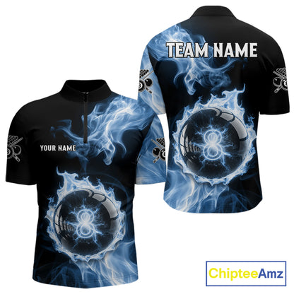 Blue Flaming Pool Billiard Shirts For Men Custom Light Ball 8 Billiard Team Jerseys NYN2300