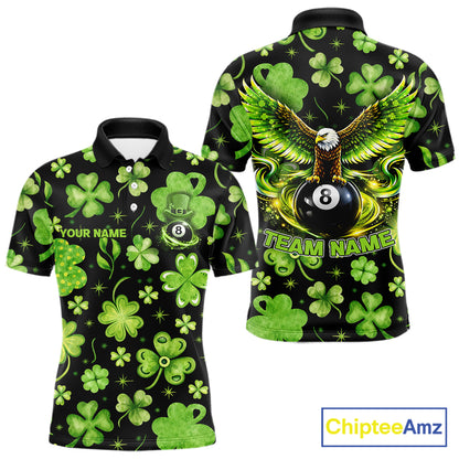 Eagle Shamrock Green St Patrick's Day Men Billiard Shirts Personalized Pool 8 Balls Billiard Attire NYN2740
