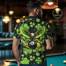 Load image into Gallery viewer, Eagle Shamrock Green St Patrick's Day Men Billiard Shirts Personalized Pool 8 Balls Billiard Attire NYN2740