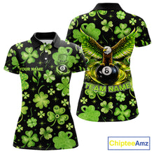 Load image into Gallery viewer, Eagle Shamrock Green St Patrick's Day Women Billiard Shirts Personalized Pool 8 Balls Billiard Attire NYN2740