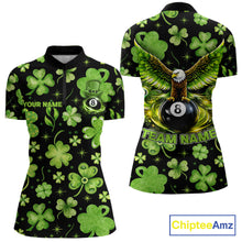 Load image into Gallery viewer, Eagle Shamrock Green St Patrick's Day Women Billiard Shirts Personalized Pool 8 Balls Billiard Attire NYN2740