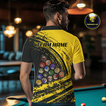 Load image into Gallery viewer, Yellow Grunge Billiard 15 Ball Pool Polo &amp; Quarter-Zip Shirt Custom Billiard Team Attire For Men NYN2747