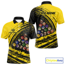 Load image into Gallery viewer, Yellow Grunge Billiard 15 Ball Pool Polo &amp; Quarter-Zip Shirt Custom Billiard Team Attire For Men NYN2747