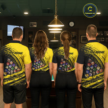 Load image into Gallery viewer, Yellow Grunge Billiard 15 Ball Pool Polo &amp; Quarter-Zip Shirt Custom Billiard Team Attire For Men NYN2747