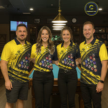 Load image into Gallery viewer, Yellow Grunge Billiard 15 Ball Pool Polo &amp; Quarter-Zip Shirt Custom Billiard Team Attire For Men NYN2747