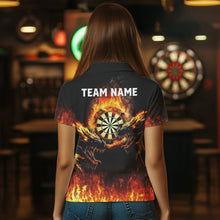 Load image into Gallery viewer, Custom Fire Flame Wolfs Dartboard Dart Jerseys For Women Dart Team Jerseys Personalized NYN0040