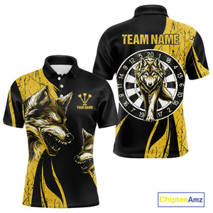 Custom Yellow Wolfs Dartboards Grunge Dart Shirts For Men, Dart Team Jerseys NYN0043