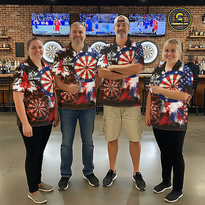 Personalized Patriotic Grunge Darts Polo & 1/4-Zip Shirt For Women Thunder Dart Team Jerseys NYN2954
