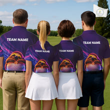 Load image into Gallery viewer, Golf team wearing matching sloth neon golf polos, fun team uniforms for golf leagues, charity golf events and friendly competitions representing positivity and teamwork.