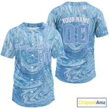 Load image into Gallery viewer, Custom Button Up Baseball Jersey For Men Blue Youth Baseball Jersey Personalized Name NYN1250