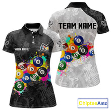 Load image into Gallery viewer, Personalized Colorful Splatter Billiard Balls Shirt For Women Pool Ball 8 Billiard Jersey NYN2311