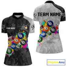 Load image into Gallery viewer, Personalized Colorful Splatter Billiard Balls Shirt For Women Pool Ball 8 Billiard Jersey NYN2311