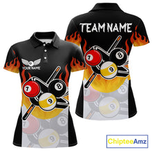 Load image into Gallery viewer, Flaming 8 Ball &amp; 9 Ball Billiard Jerseys For Women Custom Pool Cue Billiards Team Jersey NYN2320
