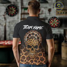 Load image into Gallery viewer, Brown Skull &amp; Dartboard Leopard Pattern Darts Polo Shirts For Men Darts Team Jerseys NYN2755