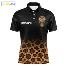 Load image into Gallery viewer, Brown Skull &amp; Dartboard Leopard Pattern Darts Polo Shirts For Men Darts Team Jerseys NYN2755