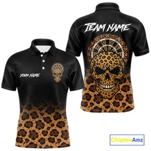 Load image into Gallery viewer, Brown Skull &amp; Dartboard Leopard Pattern Darts Polo Shirts For Men Darts Team Jerseys NYN2755