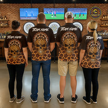Load image into Gallery viewer, Brown Skull &amp; Dartboard Leopard Pattern Darts Polo Shirts For Men Darts Team Jerseys NYN2755