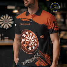 Load image into Gallery viewer, Personalized Orange Dartboard Arrow Polo &amp; 1/4 Shirts For Men, Dart Team Jerseys NYN0052