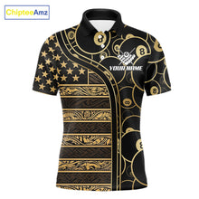 Load image into Gallery viewer, Black &amp; Gold Tribal 8 Ball Pool Shirts Custom Men Billiard Polo &amp; 1/4 Zip Shirt Billiard Team Jerseys NYN2970