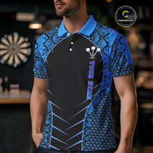 Load image into Gallery viewer, Custom Black And Blue Snake Pattern Cobra Dart Men Polo Shirt, Dart Jerseys NYN1550