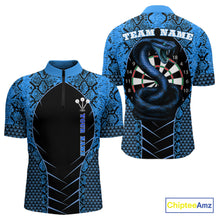 Load image into Gallery viewer, Custom Black And Blue Snake Pattern Cobra Dart Men Quarter-Zip Shirt, Dart Jerseys NYN1550