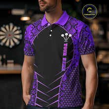 Load image into Gallery viewer, Custom Black And Purple Snake Pattern Cobra Dart Men Polo Shirt, Dart Jerseys NYN1551