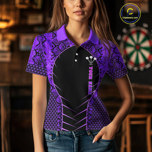 Custom Black And Purple Snake Pattern Cobra Dart Women Polo Shirt, Dart Jerseys NYN1551