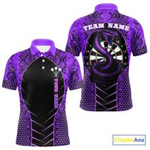 Load image into Gallery viewer, Custom Black And Purple Snake Pattern Cobra Dart Men Polo Shirt, Dart Jerseys NYN1551