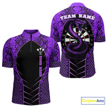 Load image into Gallery viewer, Custom Black And Purple Snake Pattern Cobra Dart Men Quarter-Zip Shirt, Dart Jerseys NYN1551