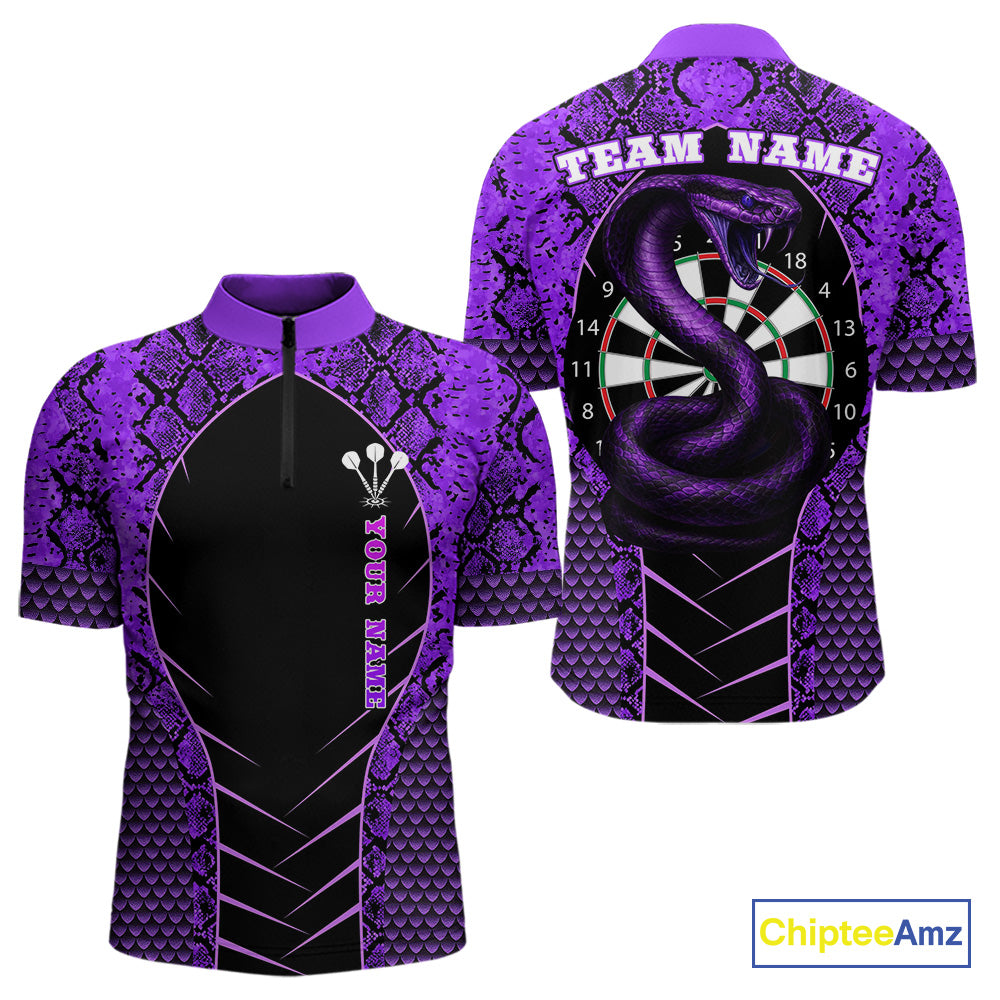 Custom Black And Purple Snake Pattern Cobra Dart Men Quarter-Zip Shirt, Dart Jerseys NYN1551