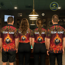 Load image into Gallery viewer, Custom Fire Flame 8 Ball Women's Billiard Shirts Personalized Billiard Attire Gifts | Red NYN2321