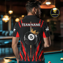 Load image into Gallery viewer, Black &amp; Red Men's Billiard Ball Shirts Personalized Crown 8 Ball Billiard Team Attire NYN2330