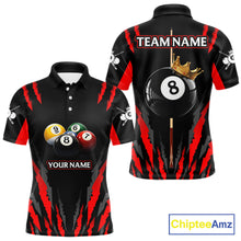 Load image into Gallery viewer, Black &amp; Red Men's Billiard Ball Shirts Personalized Crown 8 Ball Billiard Team Attire NYN2330