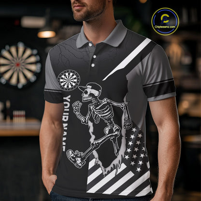 Skeleton Running Black Pattern Dartboards Dart Shirts For Men, Dart Jerseys NYN0055