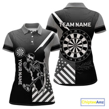 Load image into Gallery viewer, Skeleton Running Black Pattern Dartboards Dart Shirts For Women, Dart Jerseys NYN0055