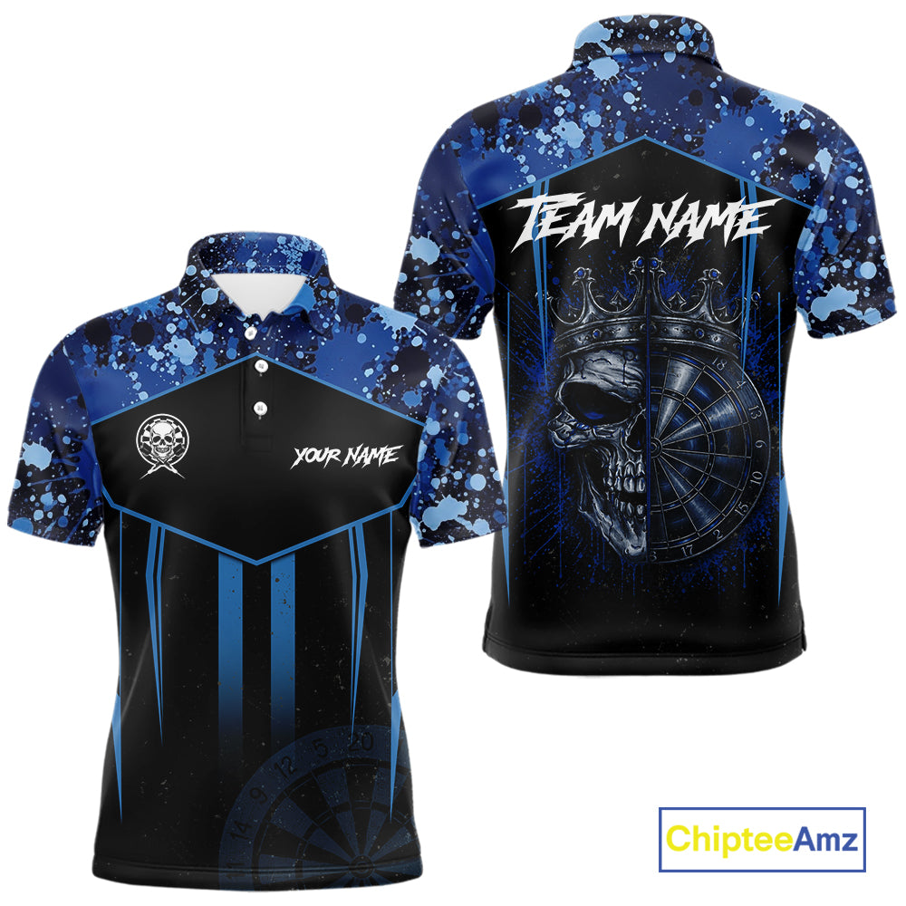 Crown Skull Splatter Paint Dartboard Darts Shirt For Men Custom Blue Splatter Dart Team Jerseys NYN3165