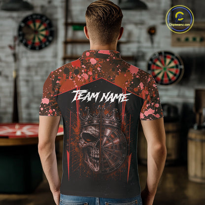 Crown Skull Splatter Paint Dartboard Darts Shirt For Men Custom Red Splatter Dart Team Jerseys NYN3166