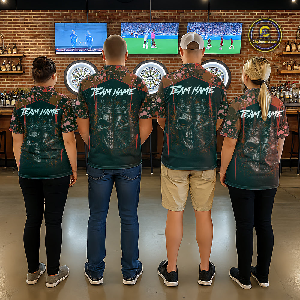 Crown Skull Splatter Paint Dartboard Darts Shirt For Women Custom Red Splatter Dart Team Jerseys NYN3166