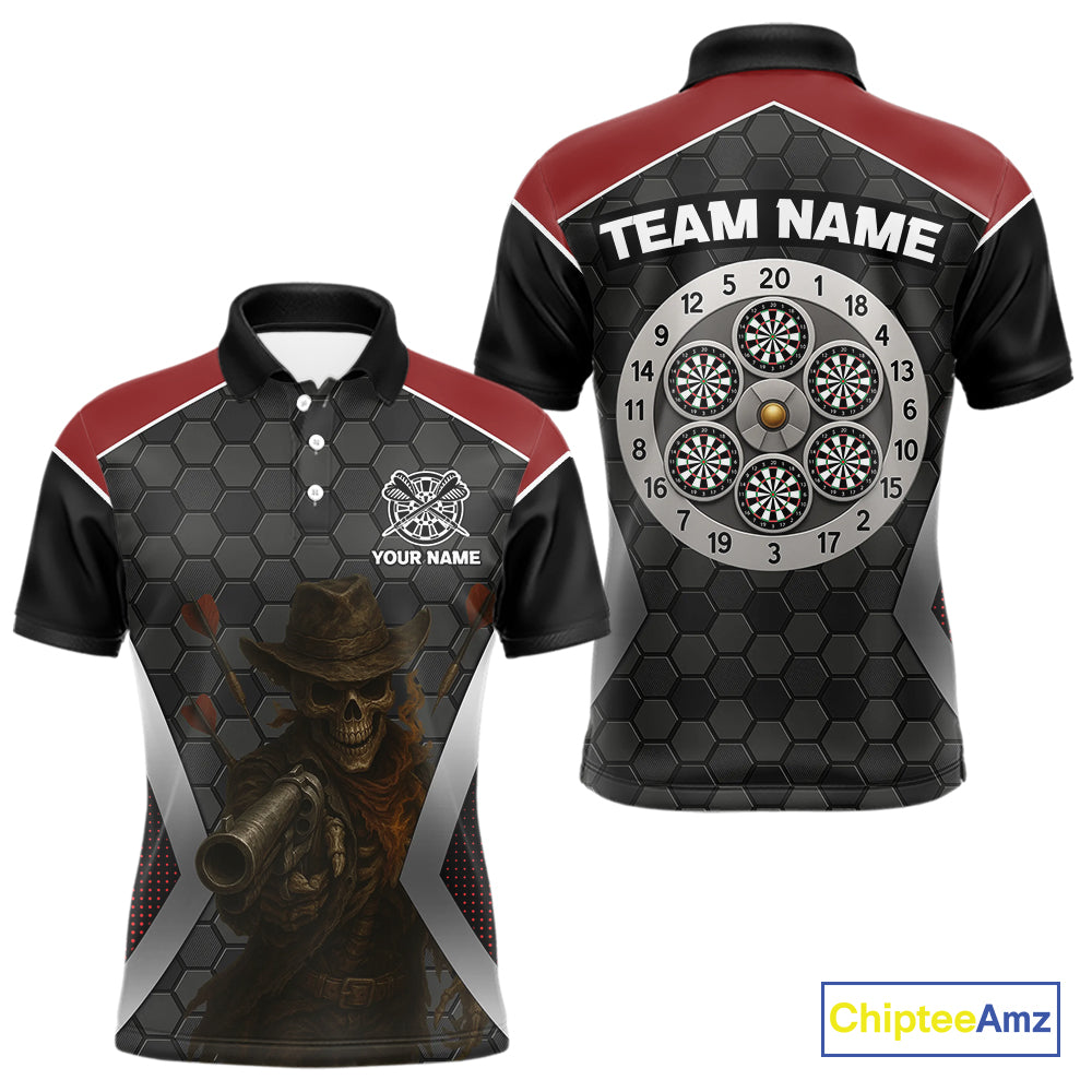 Skull Sheriff Shoots Darts Arrow Darts Shirt For Men - Customizable Name & Team NYN0400
