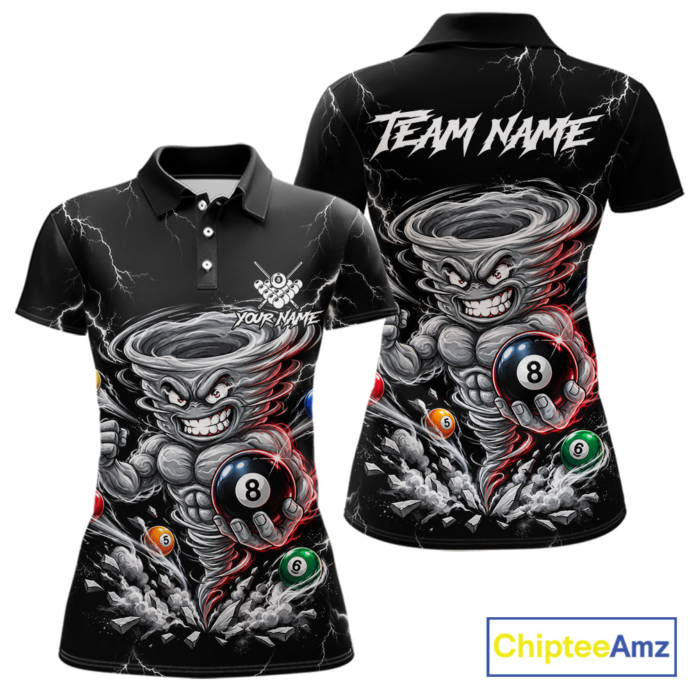 Funny Muscle Tornado Cyclone 8 Ball Billiard Shirt For Women Custom Name Pool Billiard Tournament Jersey NYN5075