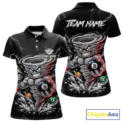 Funny Muscle Tornado Cyclone 8 Ball Billiard Shirt For Women Custom Name Pool Billiard Tournament Jersey NYN5075