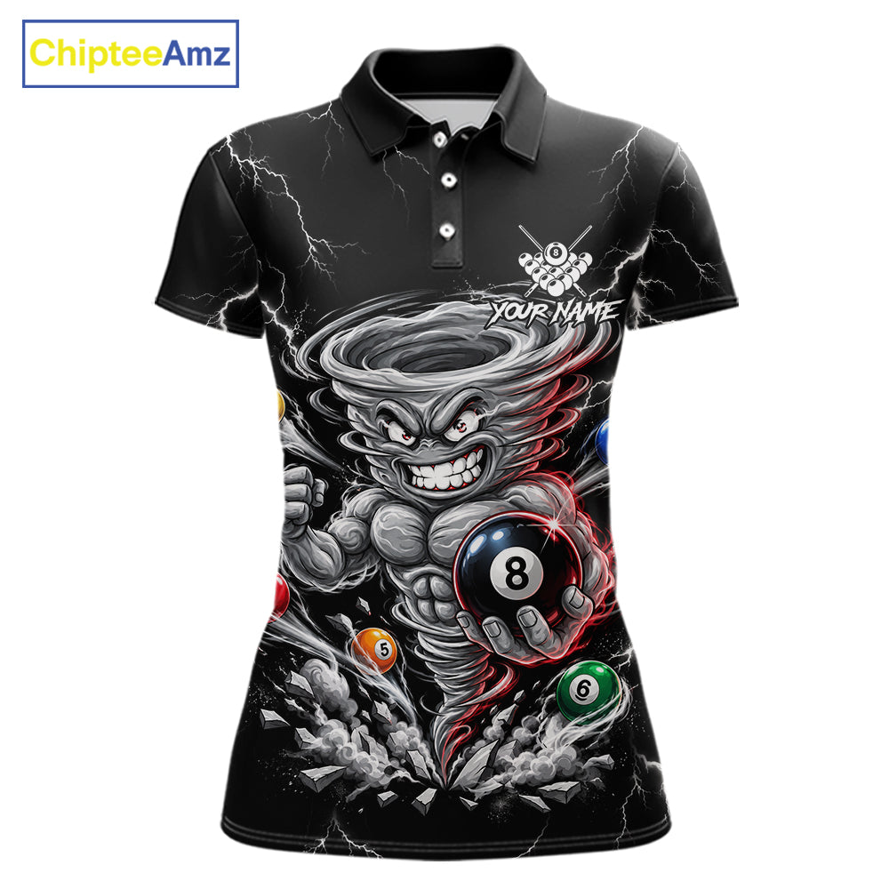 Funny Muscle Tornado Cyclone 8 Ball Billiard Shirt For Women Custom Name Pool Billiard Tournament Jersey NYN5075