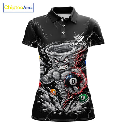 Funny Muscle Tornado Cyclone 8 Ball Billiard Shirt For Women Custom Name Pool Billiard Tournament Jersey NYN5075