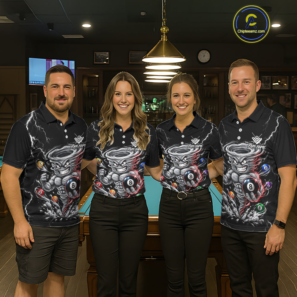Funny Muscle Tornado Cyclone 8 Ball Billiard Shirt For Women Custom Name Pool Billiard Tournament Jersey NYN5075