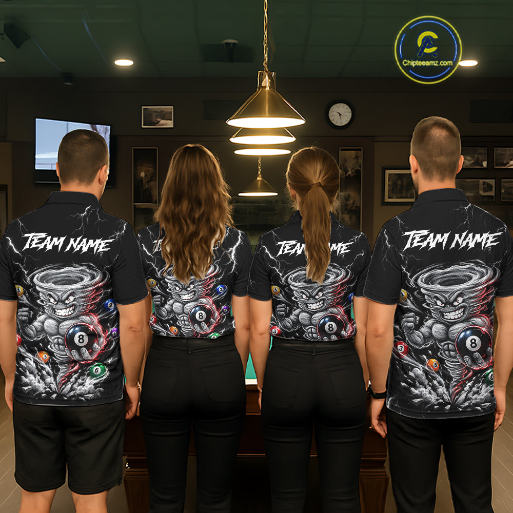 Funny Muscle Tornado Cyclone 8 Ball Billiard Shirt For Women Custom Name Pool Billiard Tournament Jersey NYN5075