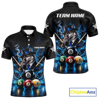 Custom Mafia Wolf Pool Polo 1/4 Zip For Men Personalized Gangster Wolf 8 Ball Pool Team Billiard Jersey NYN5079