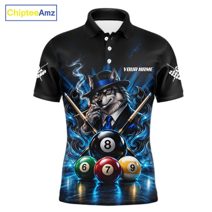 Custom Mafia Wolf Pool Polo 1/4 Zip For Men Personalized Gangster Wolf 8 Ball Pool Team Billiard Jersey NYN5079